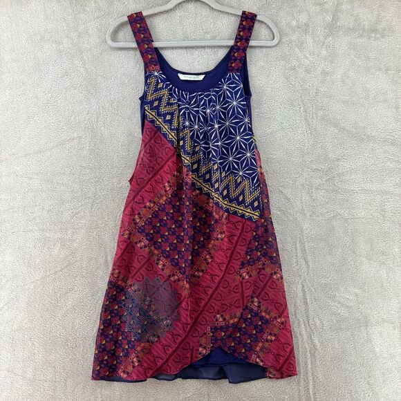 Desigual Dress Womens EU36 Blue Cassidy Tank Boho Printed Layered Chiffon Short - Picture 1 of 10